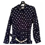 Serbin Vintage Blue with White Polka Dot Dress Designed by Marianne Dress