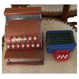 Vintage Red Tom Thumb Childs Cash Register 1950 and Vintage 1940