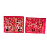 Pair of Kuna Mola Reverse Appliqué - Panama Folk Art Textiles