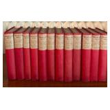 Vintage The Works of Tobias Smollett - Shabby Red Cloth Bindings - Book Bundle in Twelve Volumes