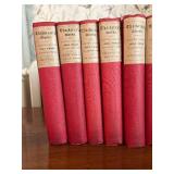 Vintage The Works of Tobias Smollett - Shabby Red Cloth Bindings - Book Bundle in Twelve Volumes