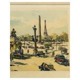 Vintage French Framed Watercolor Painting - Mid 20th century Paris Street scene Signed by the French Artist Seguie