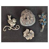 Vintage Sterling Silver Brooches
