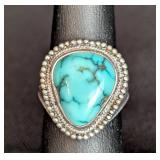 Assorted Sterling Silver Rings and Screw Back Earrings including a Vintage Sterling Silver and Turquoise Ring