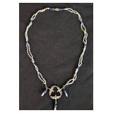 Vintage Cultured Pearl and Lapis Necklace