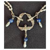 Vintage Cultured Pearl and Lapis Necklace