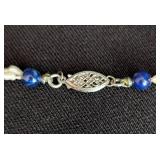 Vintage Cultured Pearl and Lapis Necklace