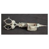 Antique Silver Plated Candle Snuffer / Oil Lamp Wick Trimmer