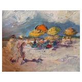 Framed Original Oil on Board Seaside Painting by Kathryn Tileston Raymond