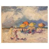 Framed Original Oil on Board Seaside Painting by Kathryn Tileston Raymond