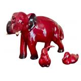 Rare Royal Doulton Flambe Lop Eared Rabbit, Vintage Royal Doulton Flambe Elephant, Vintage Royal Doulton Flambe Resting Duck Figurine