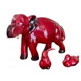 Rare Royal Doulton Flambe Lop Eared Rabbit, Vintage Royal Doulton Flambe Elephant, Vintage Royal Doulton Flambe Resting Duck Figurine