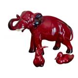 Rare Royal Doulton Flambe Lop Eared Rabbit, Vintage Royal Doulton Flambe Elephant, Vintage Royal Doulton Flambe Resting Duck Figurine