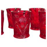 Set of 6 Vintage Mosser Inverted Thistle Pattern Glass Tumblers