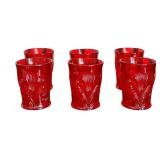 Set of 6 Vintage Mosser Inverted Thistle Pattern Glass Tumblers