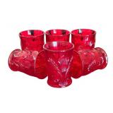 Set of 6 Vintage Mosser Inverted Thistle Pattern Glass Tumblers