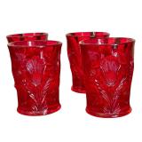 Set of 6 Vintage Mosser Inverted Thistle Pattern Glass Tumblers