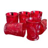 Set of 6 Vintage Mosser Inverted Thistle Pattern Glass Tumblers