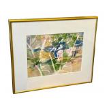 Original Framed Patricia Bratnober Watercolor, Pink Escapade