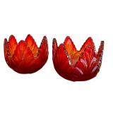 Vintage Amberina Colored Glassware and Ruby Red Vase with Gold Detailing