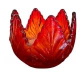 Vintage Amberina Colored Glassware and Ruby Red Vase with Gold Detailing