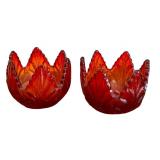 Vintage Amberina Colored Glassware and Ruby Red Vase with Gold Detailing