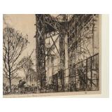 Scaffolding, No. 1 (L`Échafaudage) Etching by Sir Frank Brangwyn / Vintage Framed Dry Point Etching by Sir Frank Brangwyn