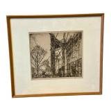 Scaffolding, No. 1 (L`Échafaudage) Etching by Sir Frank Brangwyn / Vintage Framed Dry Point Etching by Sir Frank Brangwyn