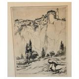 Vintage Castle on the Cliff Etching by Samuel Chatwood Barton