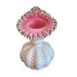 Vintage Fenton Jack in the Pulpit Vase / Vintage Fenton Beaded Melon Peach Crest Vase