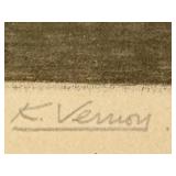 Framed Black-and-White Etching of Mercery Lane, Canterbury