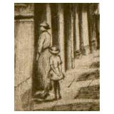 Framed Black-and-White Etching of Mercery Lane, Canterbury