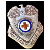 Vintage WWII US Military Red Cross Sterling Silver Welfare Badge