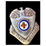 Vintage WWII US Military Red Cross Sterling Silver Welfare Badge
