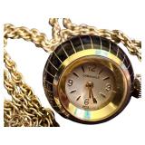 Vintage Caravelle Necklace Watch with 24-Inch Chain