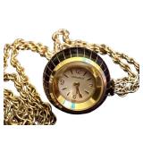 Vintage Caravelle Necklace Watch with 24-Inch Chain