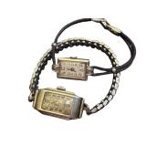 Pair of Vintage Art Deco Watches with Metal Bands