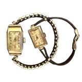 Pair of Vintage Art Deco Watches with Metal Bands