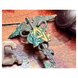 WWII A.R.C Sterling Silver Pins and American Red Cross Button Set