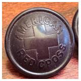 WWII A.R.C Sterling Silver Pins and American Red Cross Button Set