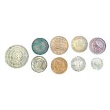 Collection of 9 Vintage Foreign Coins Including 1963 Mexican Silver Peso