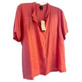Eileen Fisher Woman 2X Handkerchief Linen Shirt - Mandarin Collar, 3/4 Sleeves