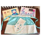 Vintage Apron and Oven Mitt Set