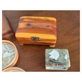Collection of Decor Items and Trinkets including Vintage Butterfly Coasters and Pressed Flowers