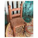 Collection of Vintage Ball Mason Jars and Miniature Wood Chairs with Doll