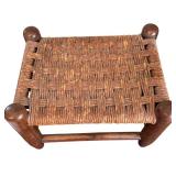 Vintage Wood and Wicker Footstool