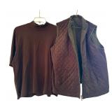 Lauren Ralph Lauren 3X Chestnut Turtleneck and Quilted Reversible Vest Set