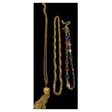 Vintage Costume Jewelry Necklaces, Eileen Fisher Makeup Bag and Small Hand Held Mirror