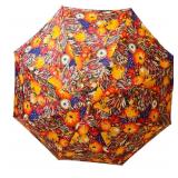 Set of 2 Vintage Artistic Umbrellas with Wooden Handles