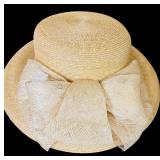 New Giovio Modes Firenze Straw Hat with Large Bow